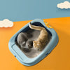 Bac à litière semi-fermé bleu pour chat Pour toi Mon chat