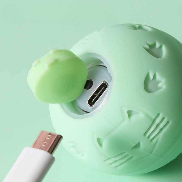 Balle sautante interactive verte rechargeable pour chat Pour toi Mon chat