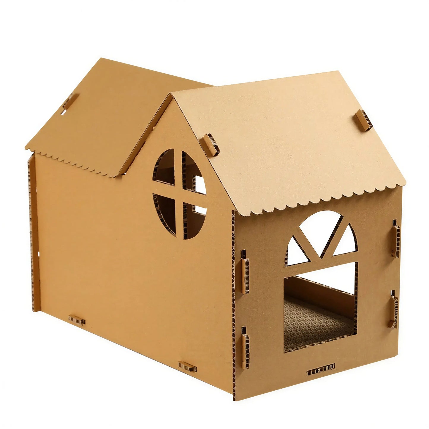 Maison de chat à gratter semi-fermée en papier ondulé Pour toi Mon chat