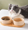 Bol en céramique avec tapis en bois pour chat Pour toi Mon chat