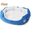 Coussin chat, maison pour chat, niche pour chat, Confort'Chat™ bleu sur fond blanc, logo Pour toi Mon chat en haut à gauche