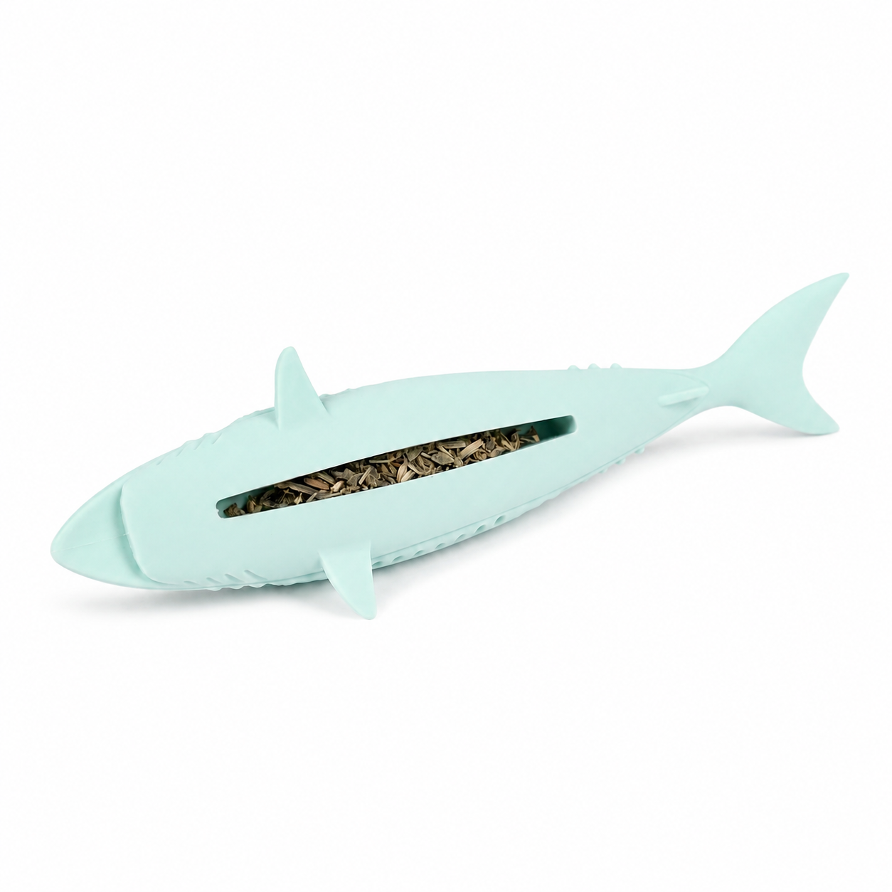 Jouet brosse à dents en forme de poisson en silicone et herbe à chat - vue 1