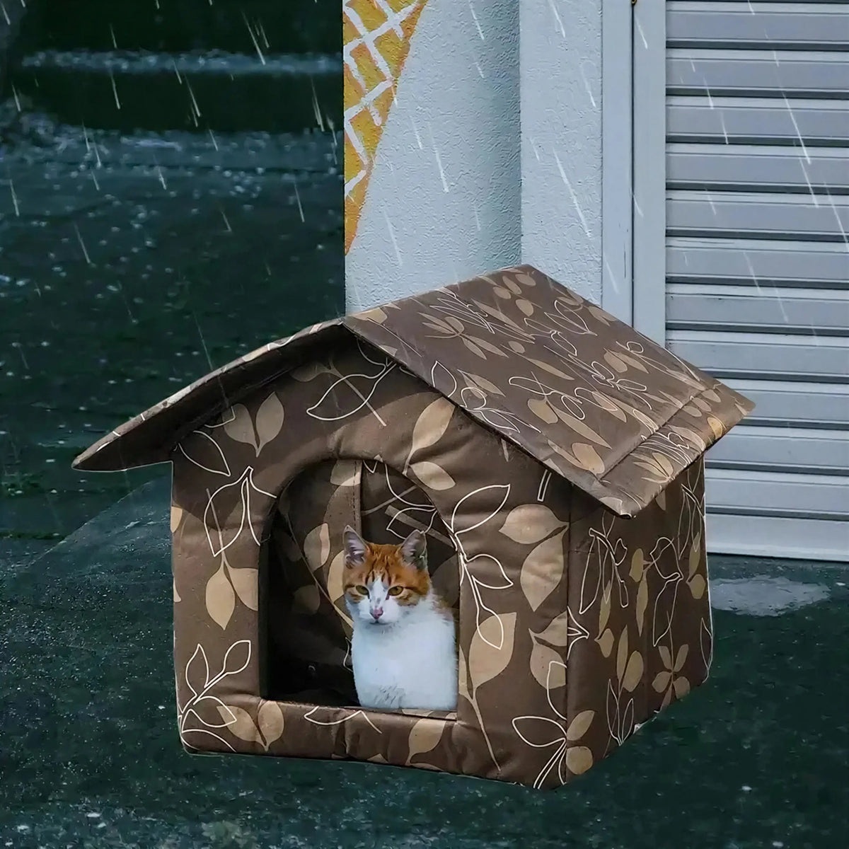 Abri pour Chat Extérieur Imprimé Camouflage Feuilles Pour toi Mon chat