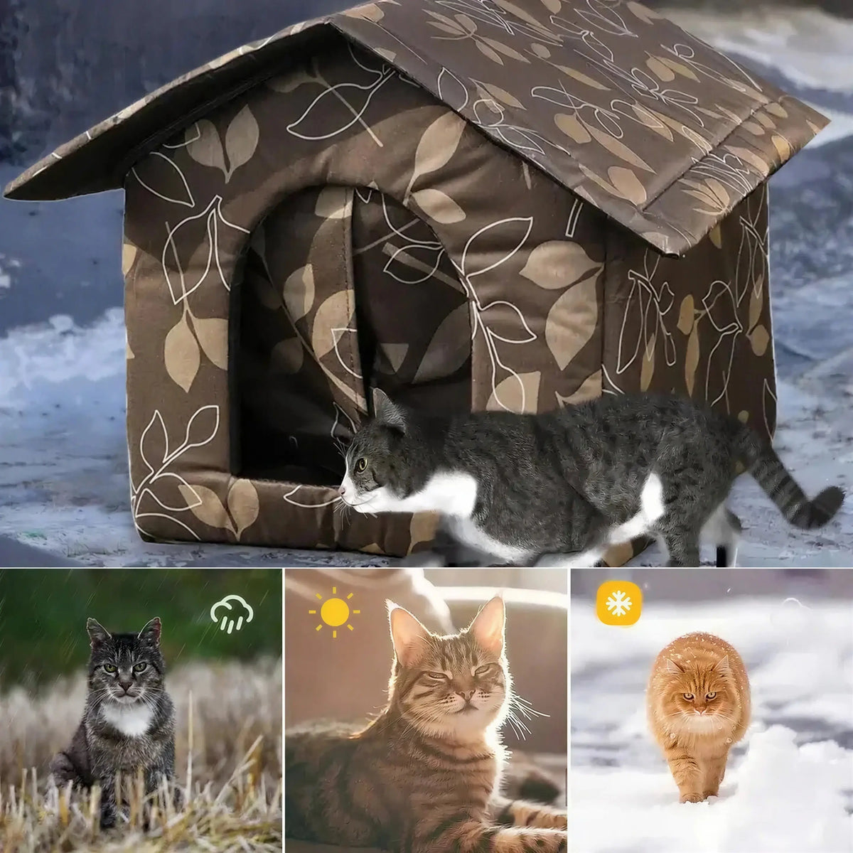 Abri pour Chat Extérieur Imprimé Camouflage Feuilles Pour toi Mon chat