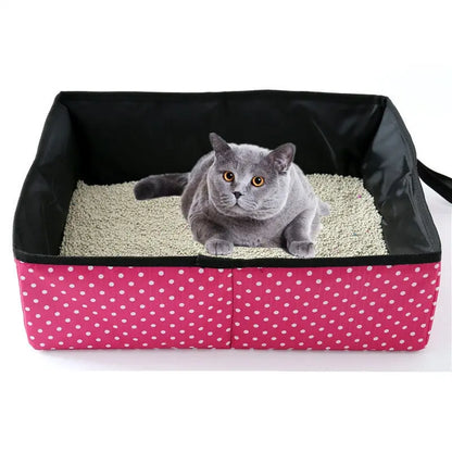 Bac à litière étanche et pliable avec motifs à pois pour chat Pour toi Mon chat