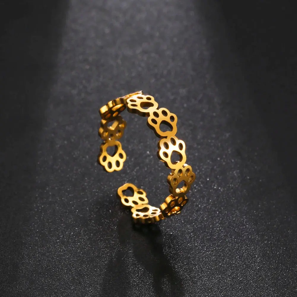 Bague Chat avec des Petites Pattes Dorées