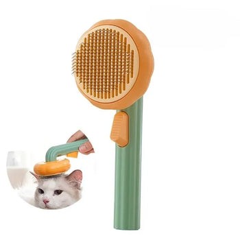 Brosse Chat Poil Long avec Bouton Autonettoyant