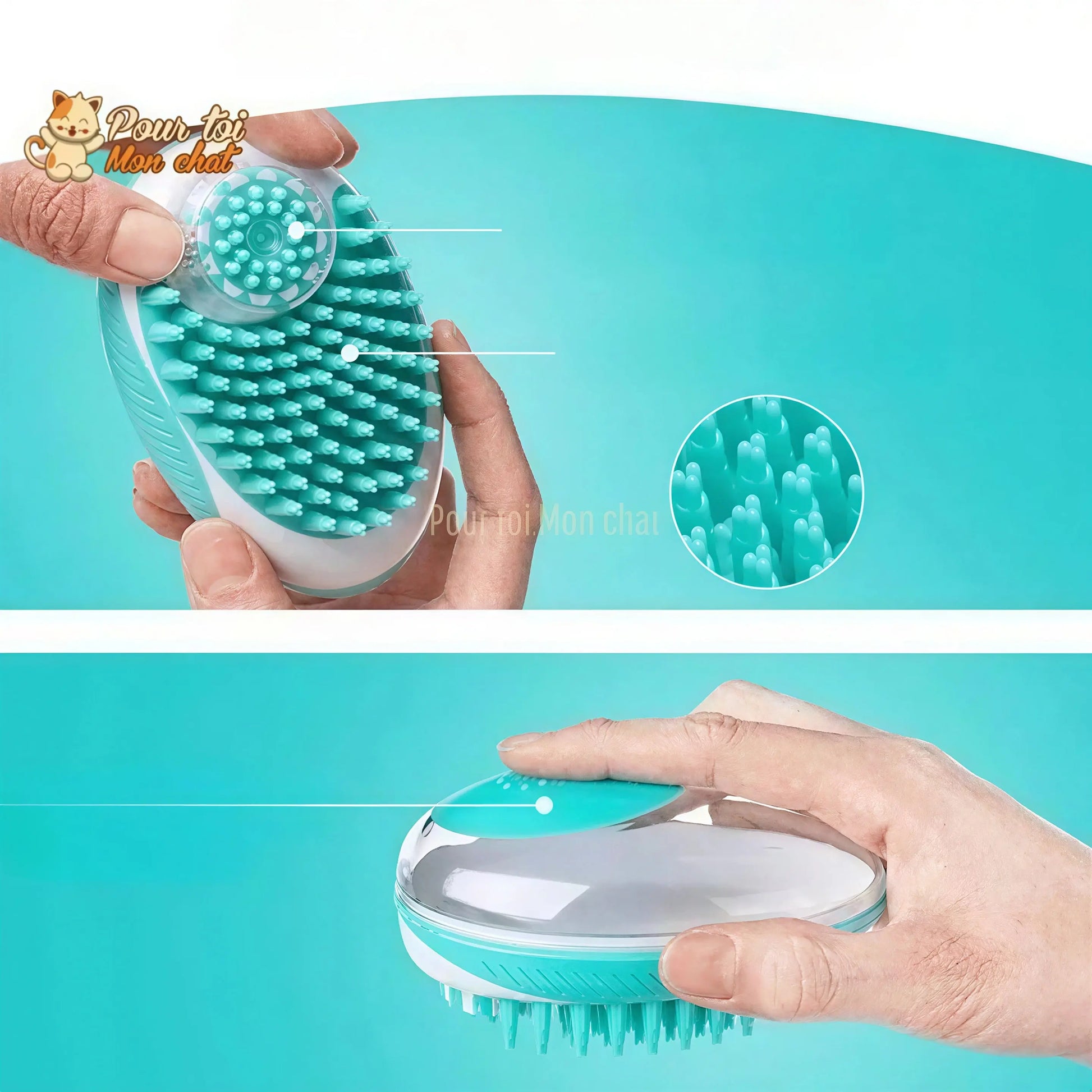 Brosse de bain et de massage pour chat – Toilettage’Chat™ Pour toi Mon chat