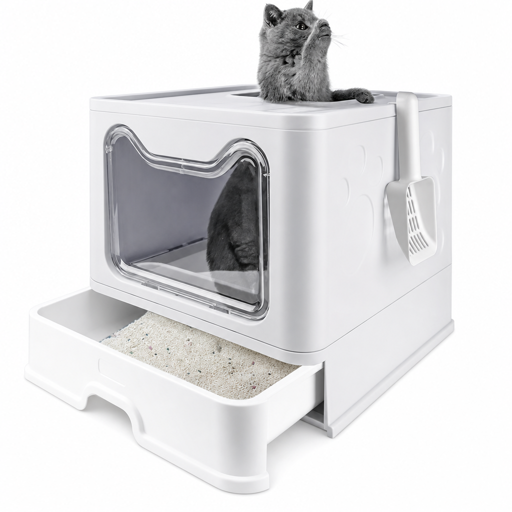 Bac à litière pour chat avec couvercle pliable Pour toi Mon chat