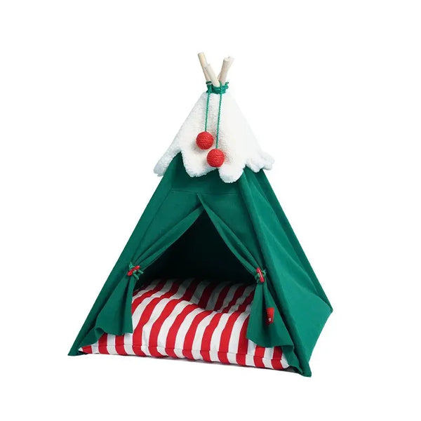 Cabane Pour Chat En Forme De Tente De Noël Avec De La Fausse Neige Pour toi Mon chat