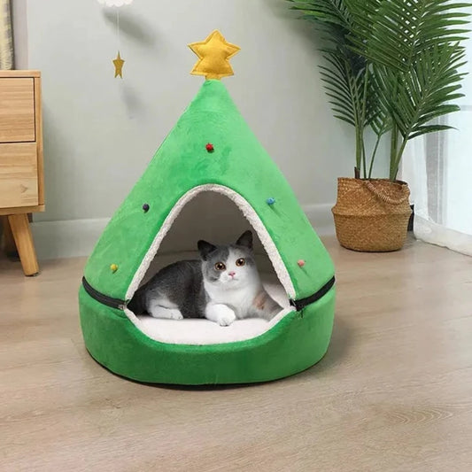 Cabane Pour Chat Sapin De Noel Vert Avec Étoile Jaune Pour toi Mon chat