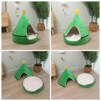 Cabane Pour Chat Sapin De Noel Vert Avec Étoile Jaune Pour toi Mon chat