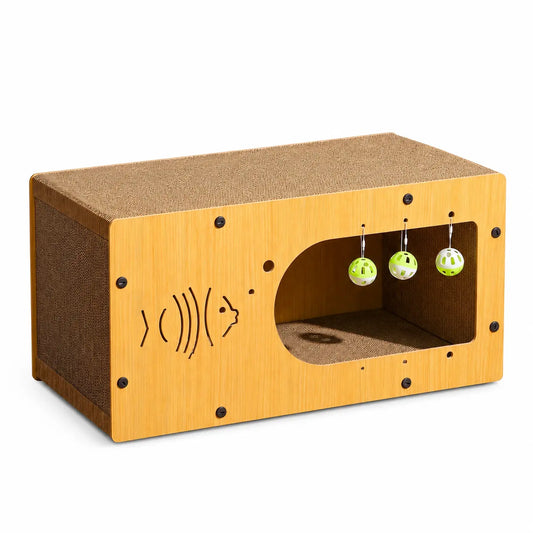 Cabane en Carton Ondulé pour Chat avec Grattoir Pour toi Mon chat