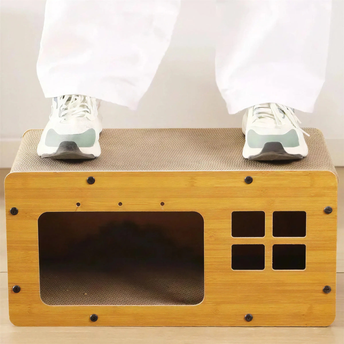 Cabane en Carton Ondulé pour Chat avec Grattoir Pour toi Mon chat