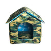 Cabane pour Chat Extérieur Style Maison avec Imprimé Camouflage