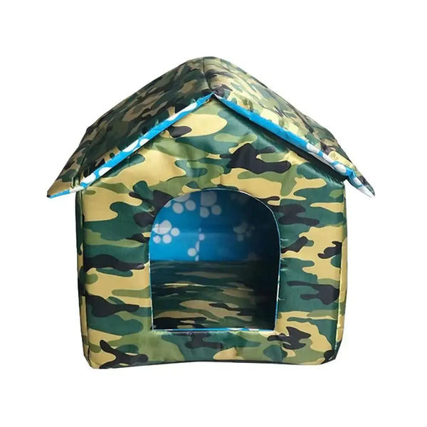 Cabane pour Chat Extérieur Style Maison avec Imprimé Camouflage