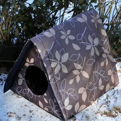 Cabane pour Chat Extérieur Triangulaire avec Imprimé
