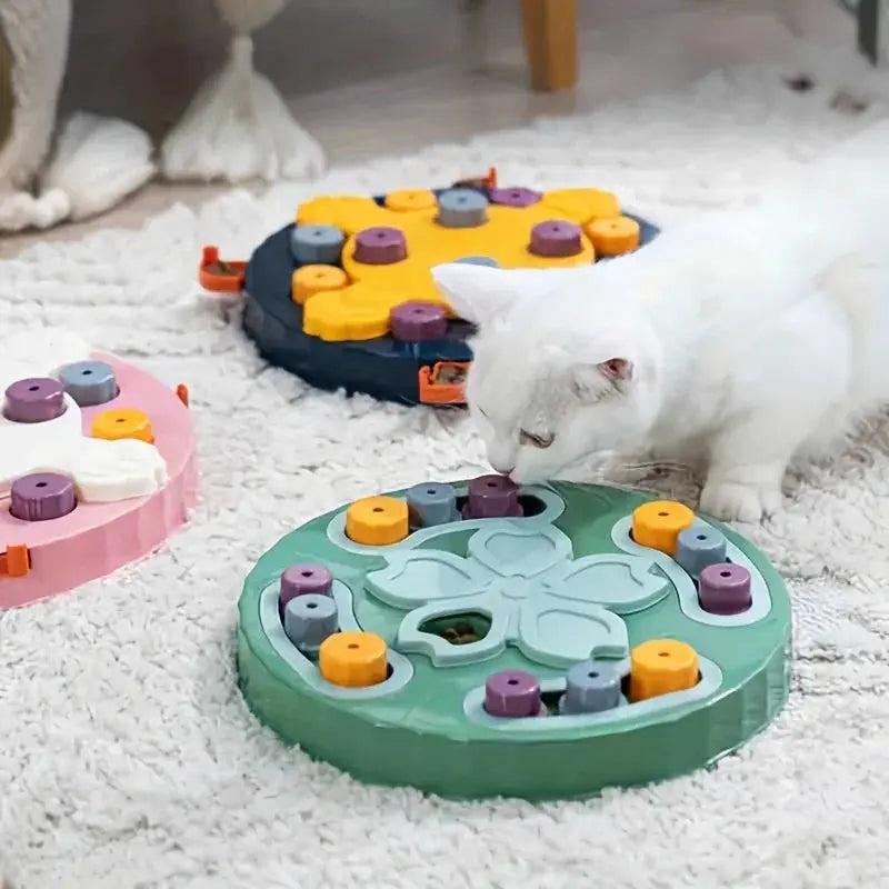Cat and Dog Feeding Toys, Brain Boosting Puzzle Bowl with Snack Dispenser - Durable Plastic, Battery Free. Pour toi Mon chat