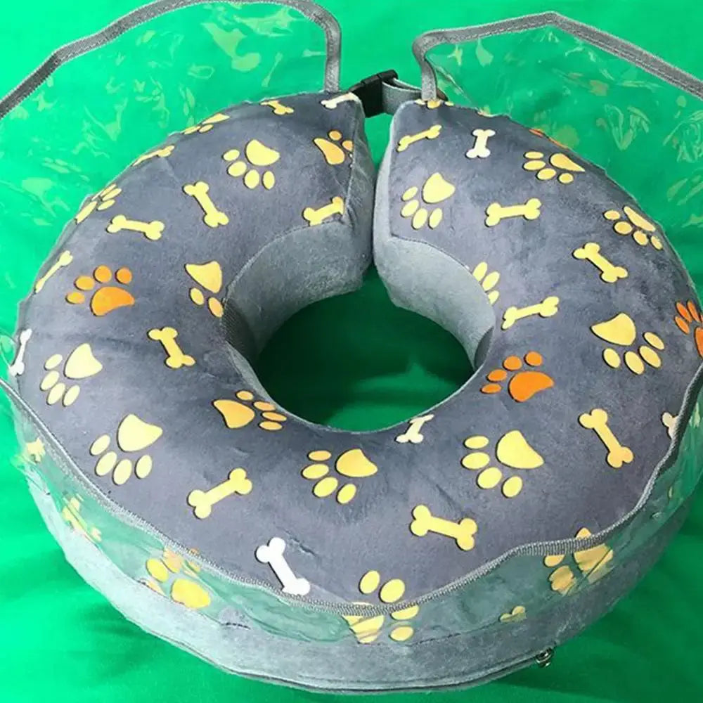 Collerette Gonflable avec Motifs de Pattes et d'Os