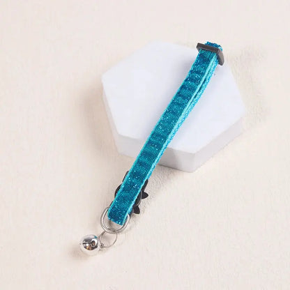 Collier Chat Anti Étranglement Élastique et Pailleté avec Clochette