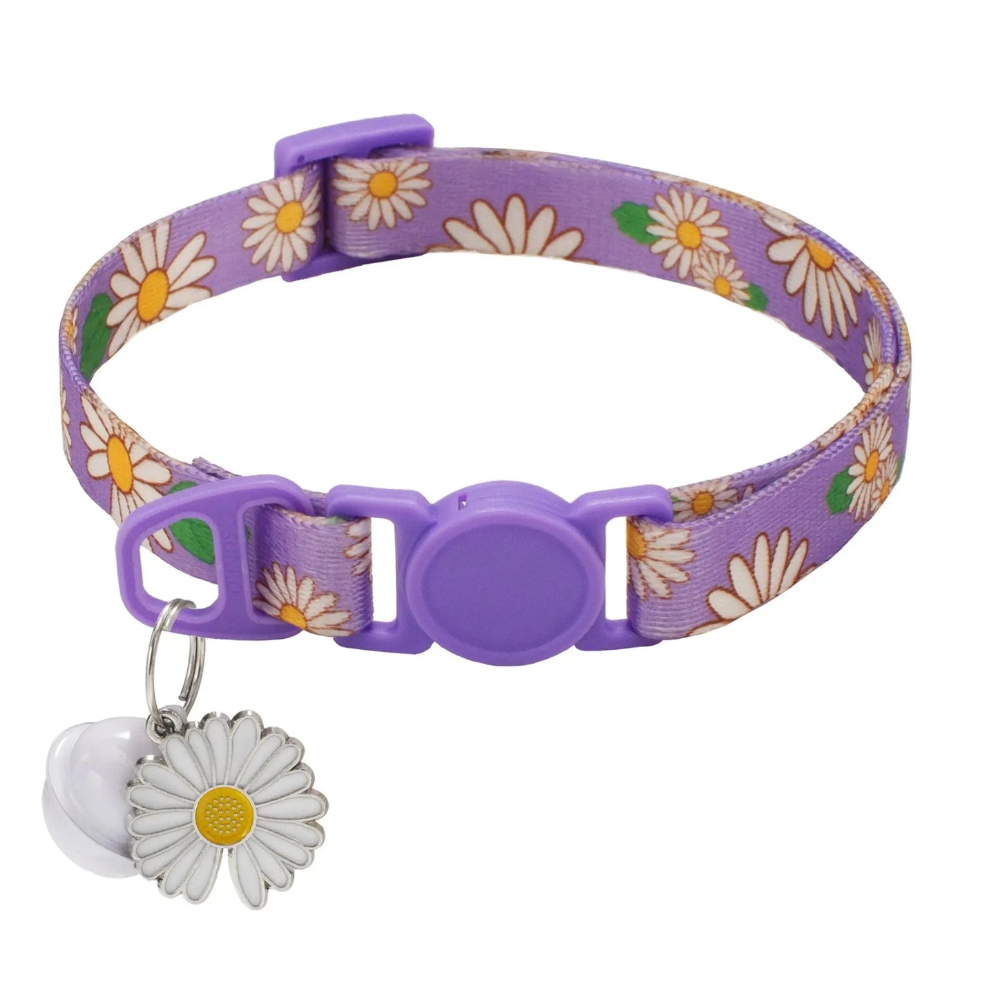 Collier Chat Anti Étranglement avec Motifs de Fleurs et Clochette