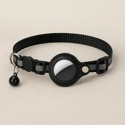 Collier GPS Chat - Support Airtag, Collier de Suivi Anti Perte : en noir sur fond blanc