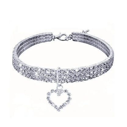 Collier étincelant en strass pour chat avec un cur Pour toi Mon chat