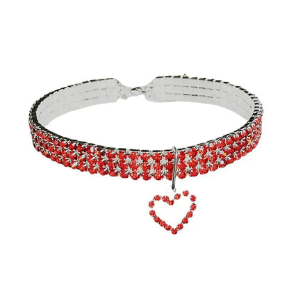 Collier étincelant en strass pour chat avec un cur Pour toi Mon chat