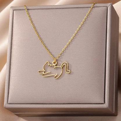 Collier pendentif chat creux pour femme Pour toi Mon chat