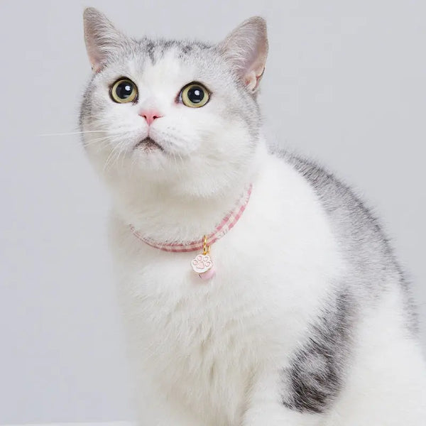 Collier réglable rose pour chat avec pendentif de patte de chat et cloche Pour toi Mon chat