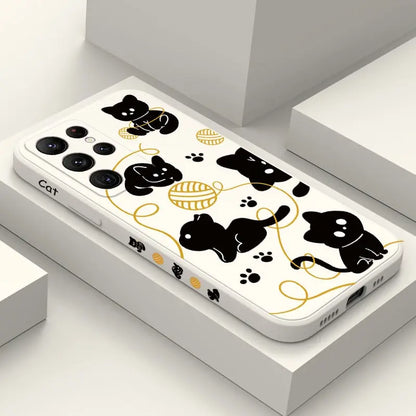 Coque de téléphone à enroulement avec design de chat pour Samsung Galaxy S23 Pour toi Mon chat
