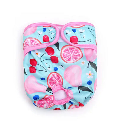 Couche pour Chat Style Short Imperméable avec des Fruits sur fond blanc