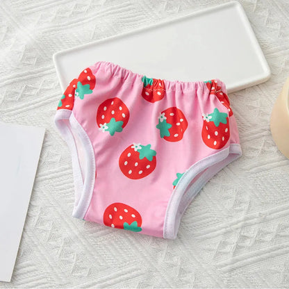 Couche pour Chat avec des Fraises Imprimées et un Nœud Papillon