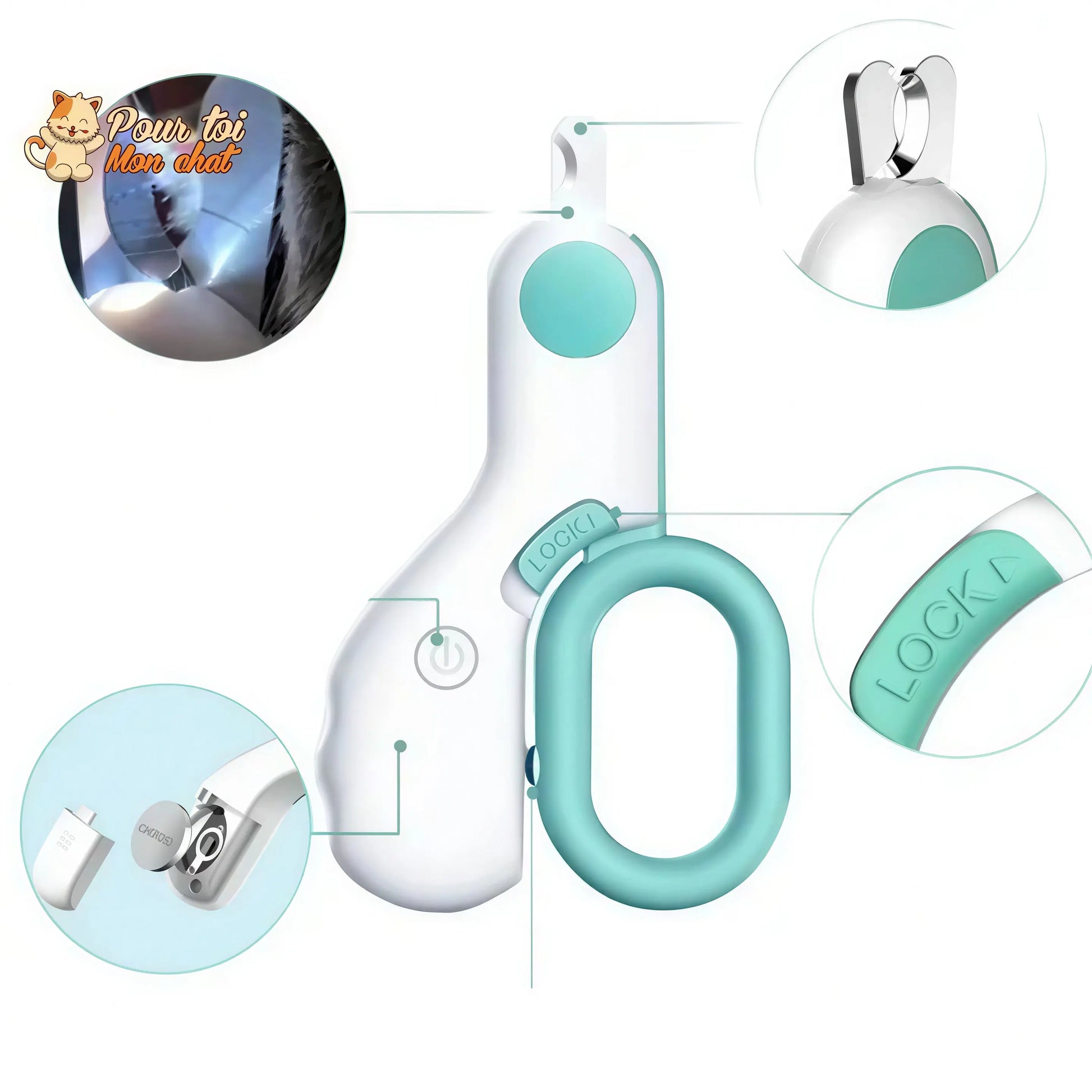 Coupe ongles sécurisé à LED - chat - chien - lapin - GriffouNet’™ Pour toi Mon chat