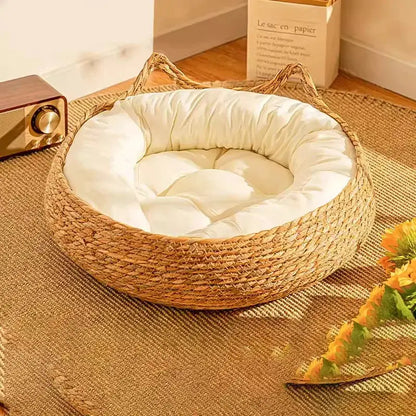 Coussin Chat Rond En Rotin Avec Des Oreilles De Chat Pour toi Mon chat