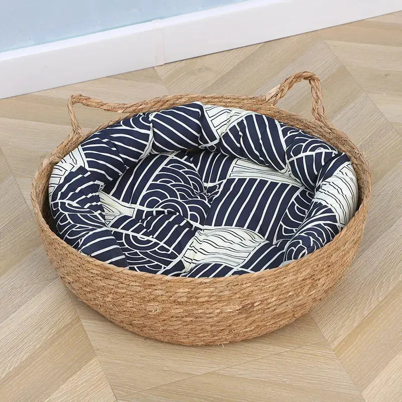 Coussin Chat Rond En Rotin Avec Des Oreilles De Chat Pour toi Mon chat