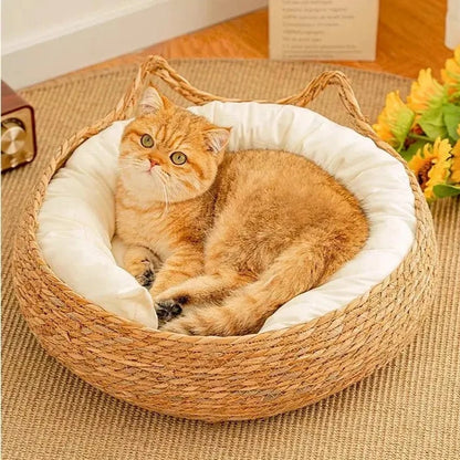 Coussin Chat Rond En Rotin Avec Des Oreilles De Chat Pour toi Mon chat