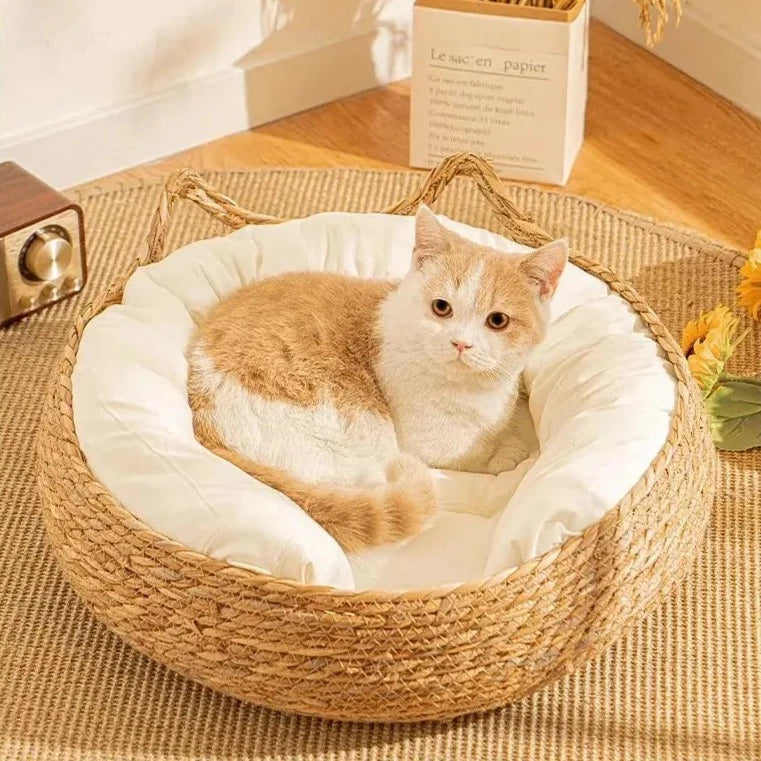 Coussin Chat Rond En Rotin Avec Des Oreilles De Chat Pour toi Mon chat