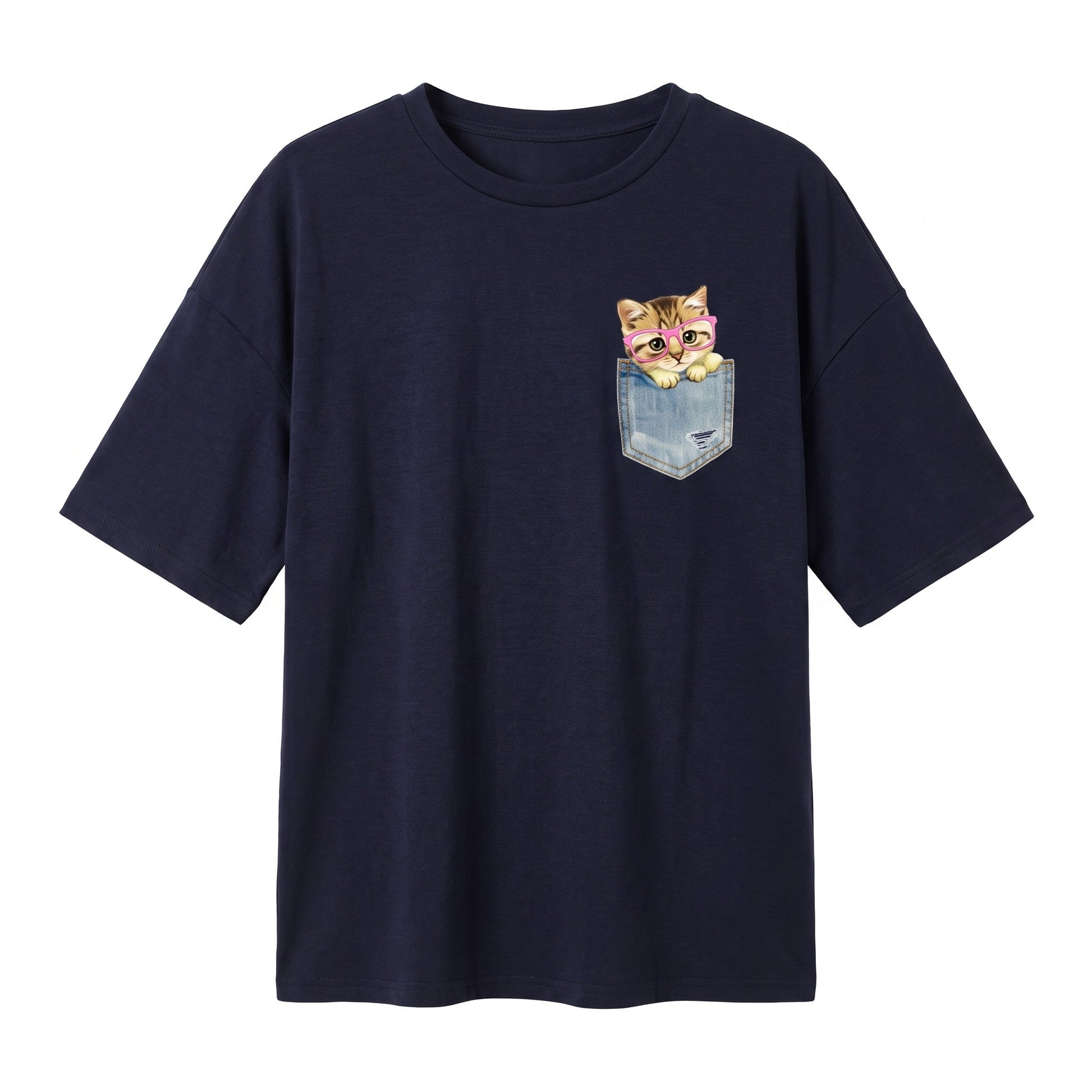 T-shirt à manches courtes avec imprimé de chat dans une poche pour femme Pour toi Mon chat