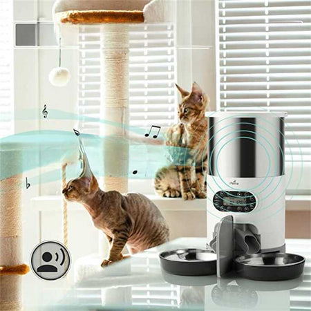 Distributeur de nourriture intelligent pour chat avec deux bols en acier inoxydable Pour toi Mon chat