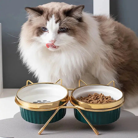 Gamelle Chat Surélevée avec Double Bols en Céramique Pour toi Mon chat