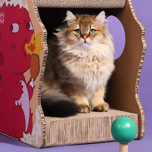 Grattoir pour chat à design de dragon rouge en papier ondulé Pour toi Mon chat
