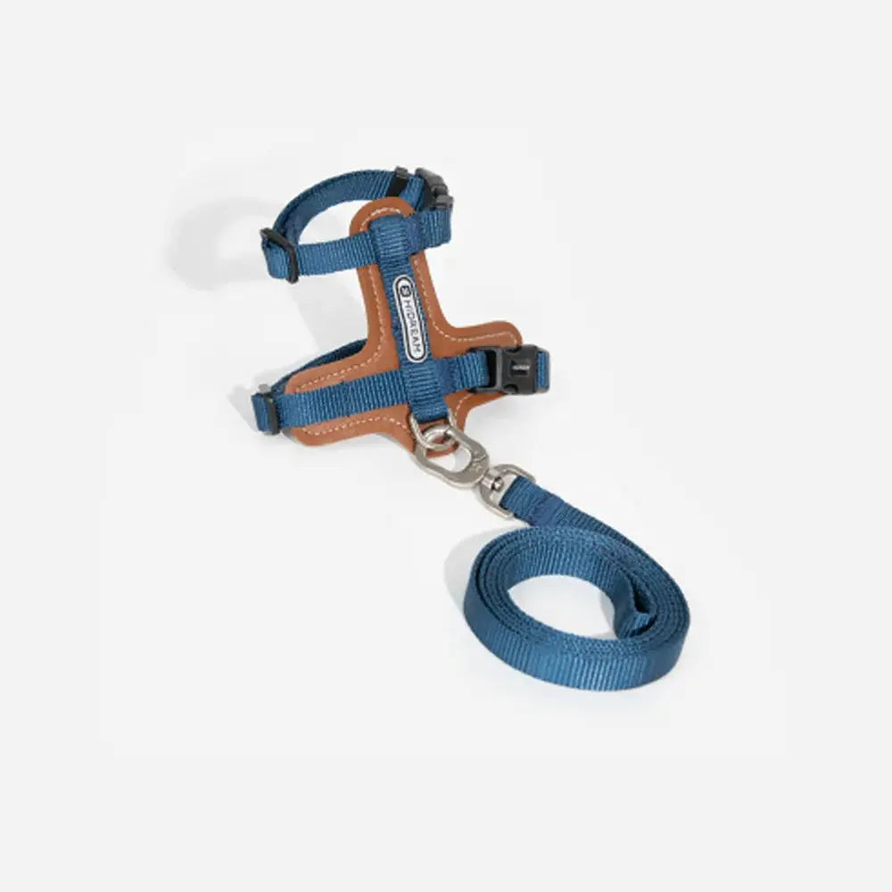 Harnais Chat Anti Fugue Léger et Réglable en Nylon et Cuir Pour toi Mon chat bleu sur fond blanc