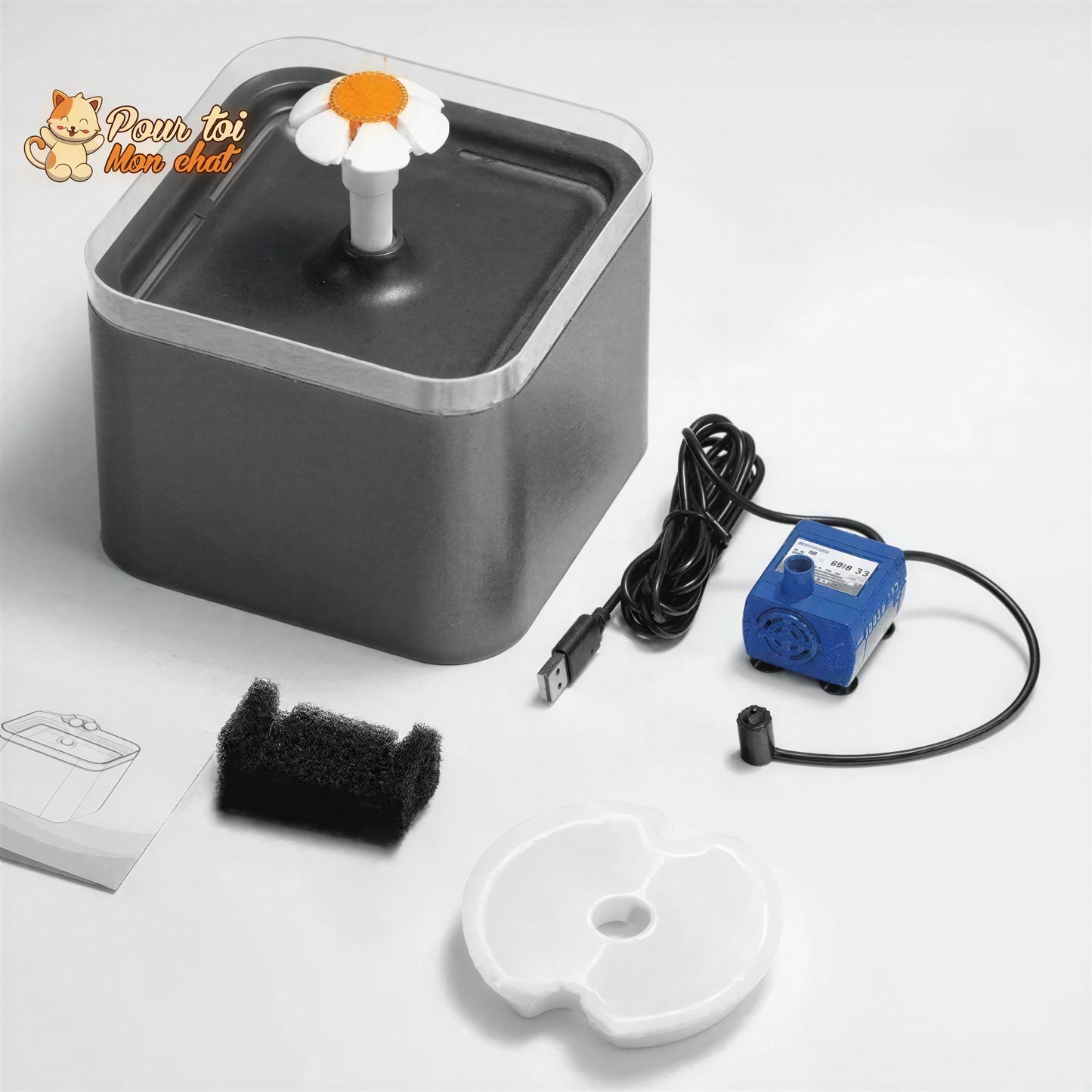 Fontaine à eau pour chats avec éclairage LED Pour toi Mon chat