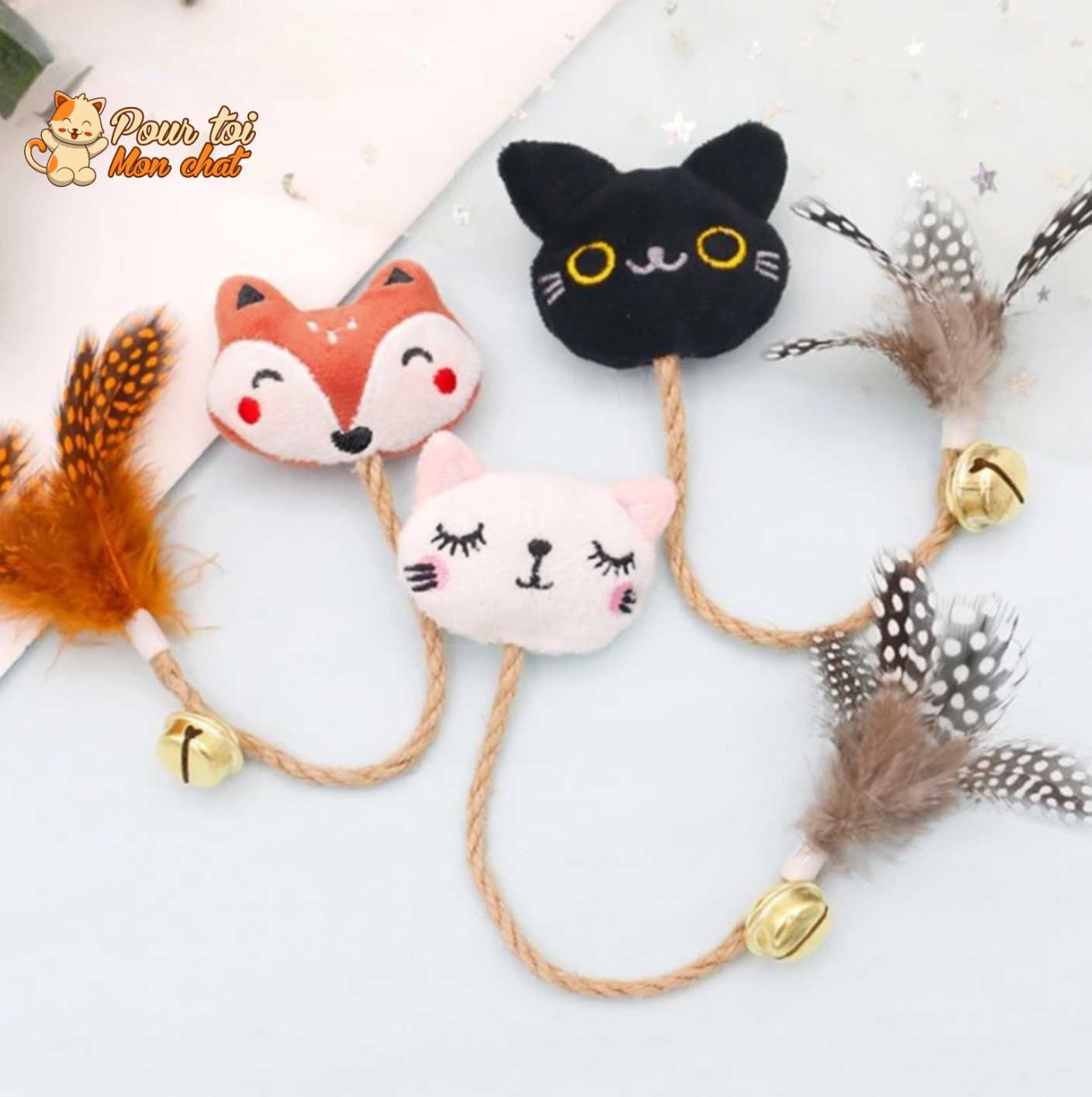 Jouet cloche en plumes pour chats Pour toi Mon chat