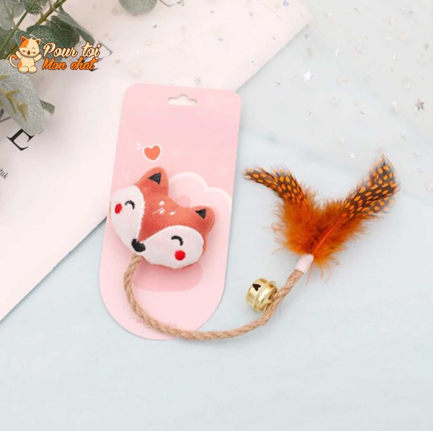 Jouet cloche en plumes pour chats Pour toi Mon chat
