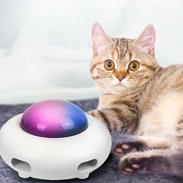 Jouet intelligent lumineux et rechargeable en forme d'ovni avec plumes –  Pour toi Mon chat