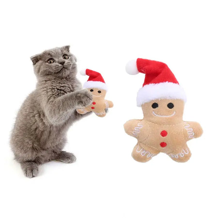 Jouet pour Chat Pain d’Epice de Noel avec un chat