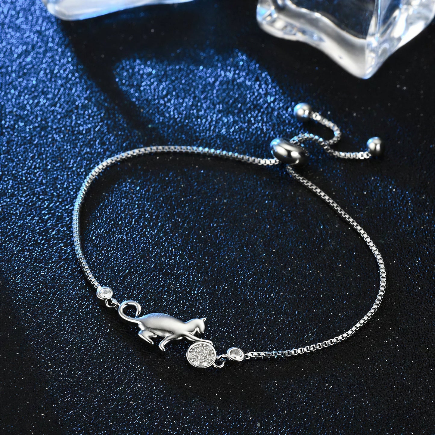 Bracelet de chat ajustable en argent Pour toi Mon chat