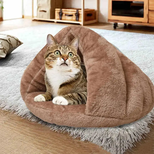 Lit Pour Chat En Forme De Triangle Matière Peluche Douce Pour toi Mon chat